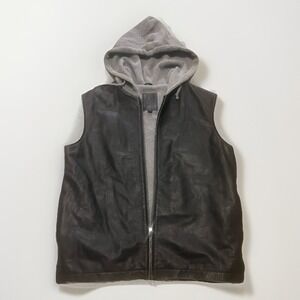 fitigues mens leather vest Hooded medium